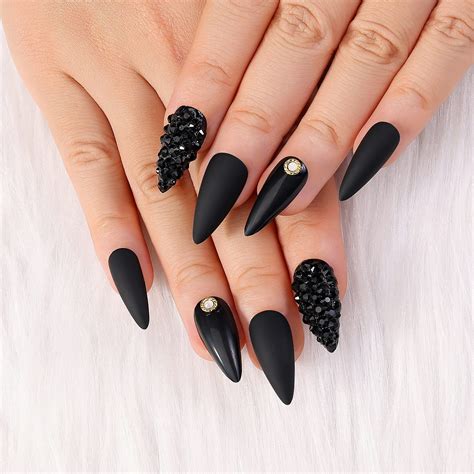 acrylic nails stiletto black|black long stiletto nails ballerina.